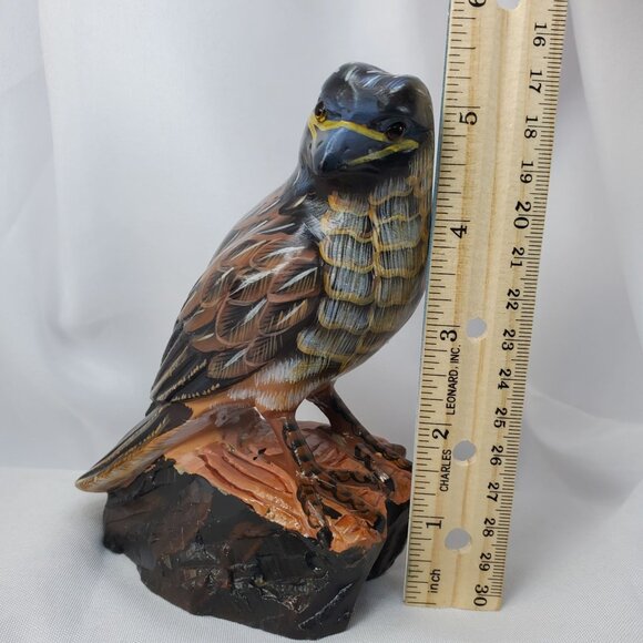 Vintage Action International Painted Stone Bird Figurine Falcon Hawk 5.25" tall - Picture 2 of 16
